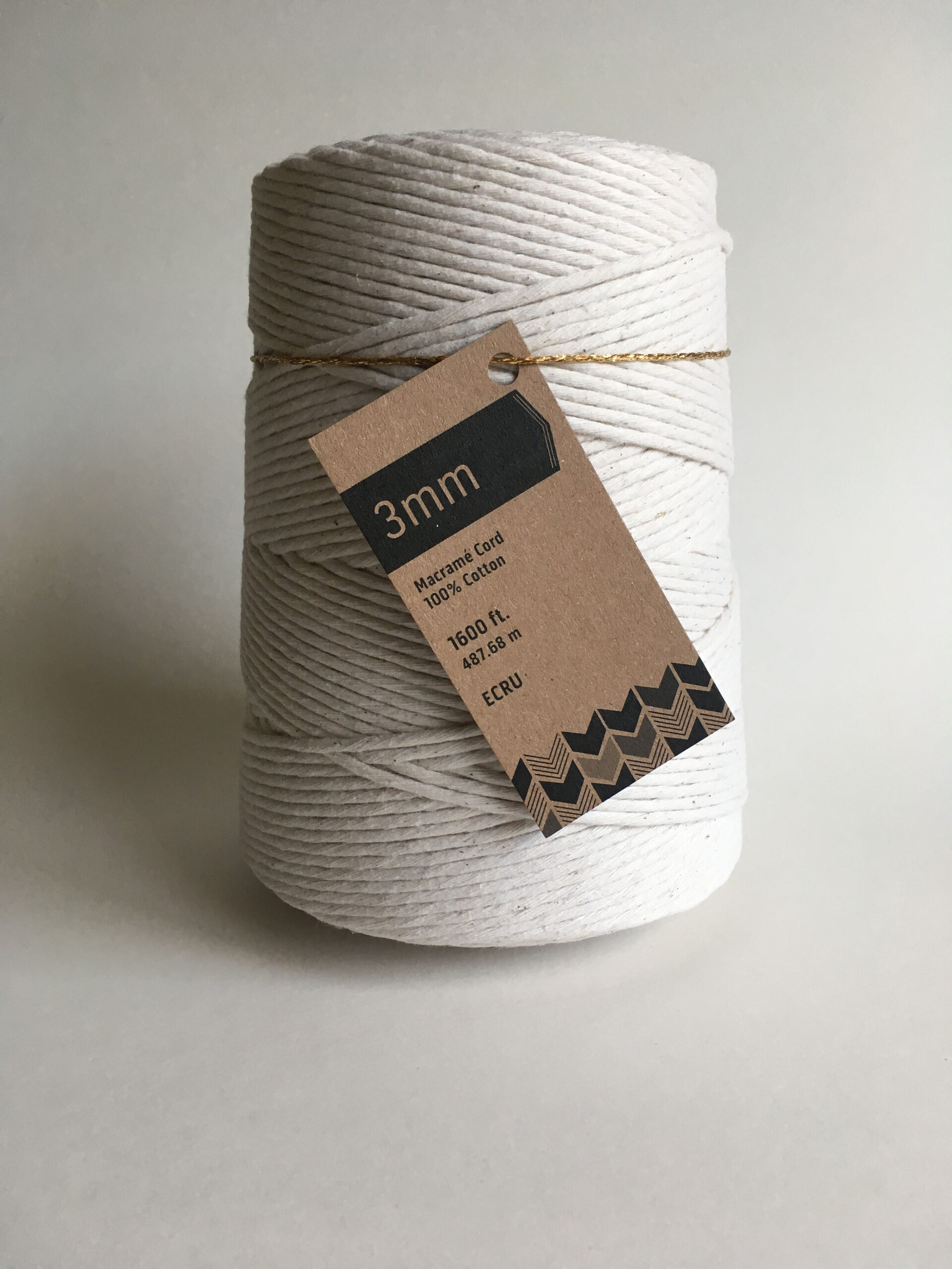 3mm Dartmouth Brown Macrame String (125g) - Recycled Cotton Single Twist